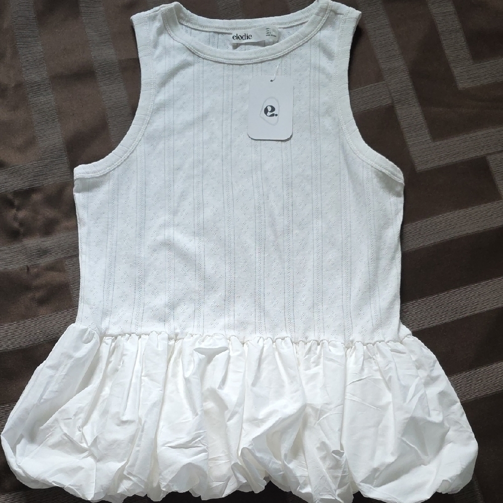Elodie White Ruffle Sleeveless Top